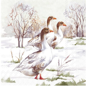 Servilleta de papel Winter Geese 33 x 33 cm.