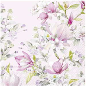 Servilleta de papel Romantic Magnolia Light Rose 33 x 33 cm.