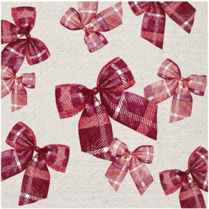 Servilleta de papel Checkered Bows Red 33 x 33 cm.
