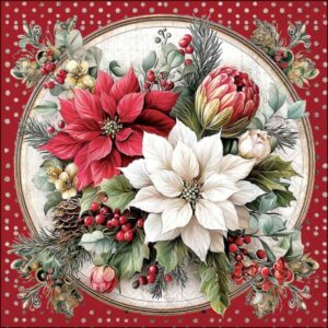 Servilleta FLORALS SCENE RED 33 x 33 cm.
