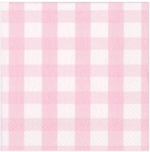 Servilleta de papel Pink Gingham Vichy 33 x 33 cm.