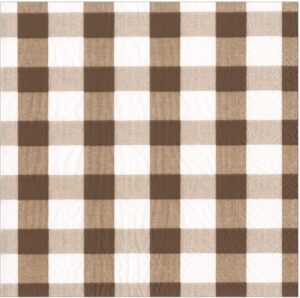 Servilleta de papel Chocolate Gingham Vichy 33 x 33 cm.