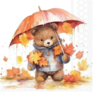 Servilleta de papel Umbrella Bear 33 x 33 cm.
