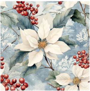 Servilleta de papel Winter Poinsettia 33 x 33 cm.
