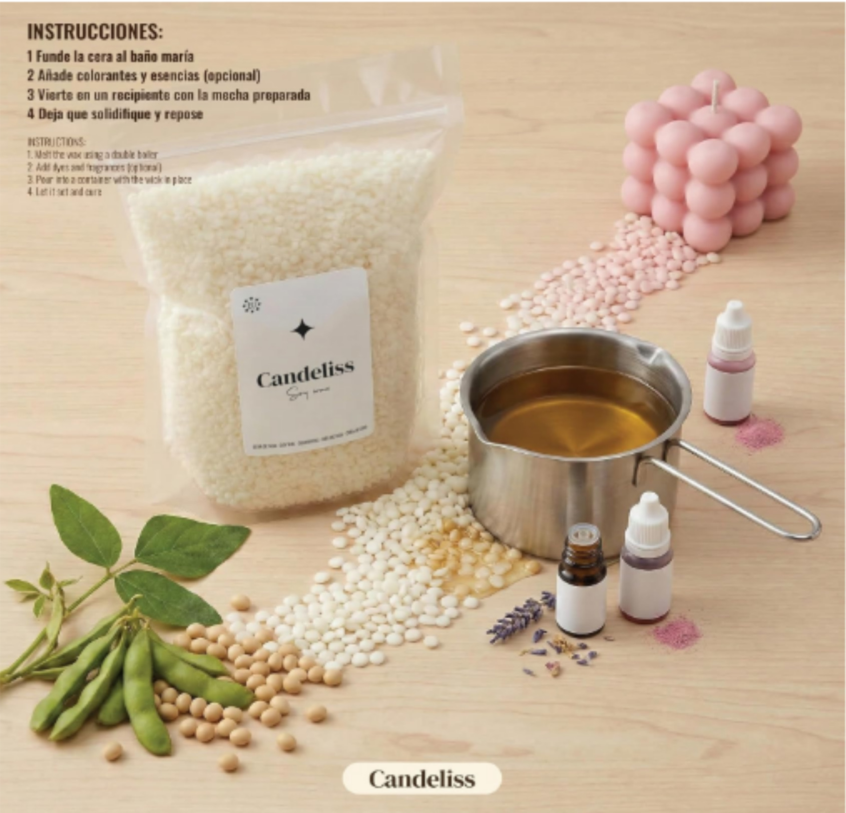 Cera Soja para Moldes Alto Punto de Fusión Candeliss - Imagen 4