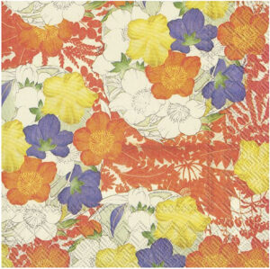 Servilleta de papel Kimono Flowers V&A cream 33 x 33 cm.